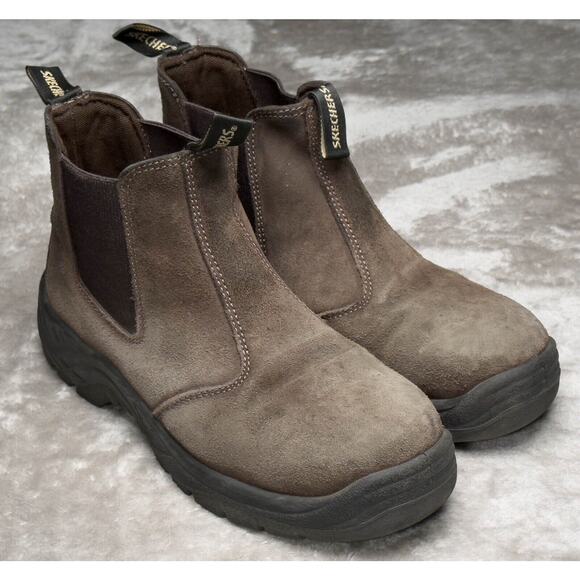 Skechers Work Tapter ST Brown Suede Chelsea Boots Mens Size 7.5 - Picture 1 of 16
